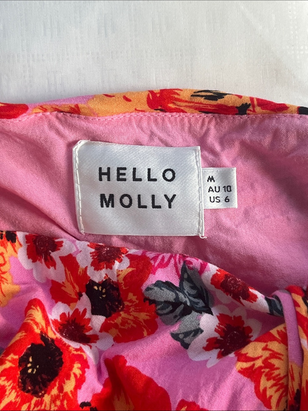 Floral Midi Dress in Pink and Orange with Tie Back Detail - Picture 5 of 5
